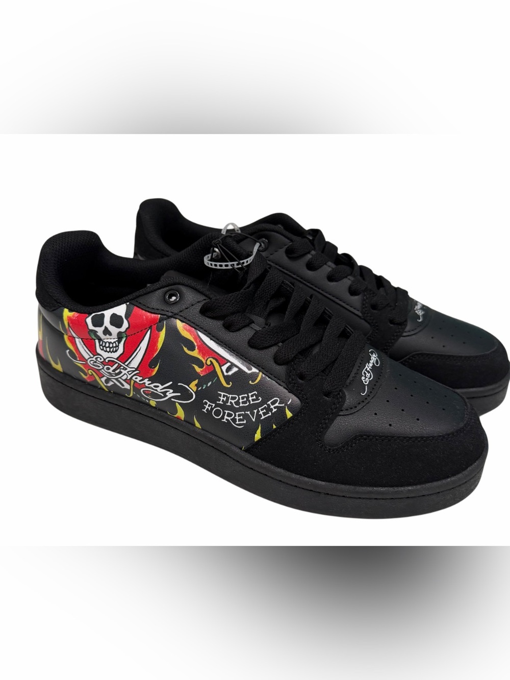 Ed Hardy Skull Sneakers Men’s Size 10 Tattoo Graphic Faux‎ Leather Shoes NWOB
